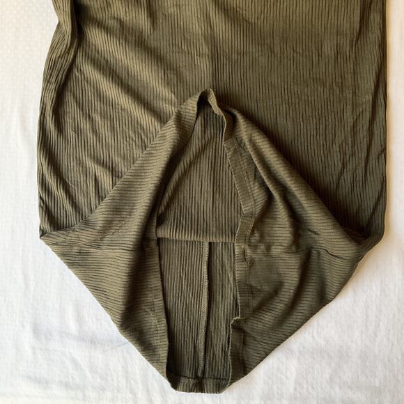 H&M Women Midi Dress M Olive Tank Dress Sleeveless Stretchy - Picture 4 of 8